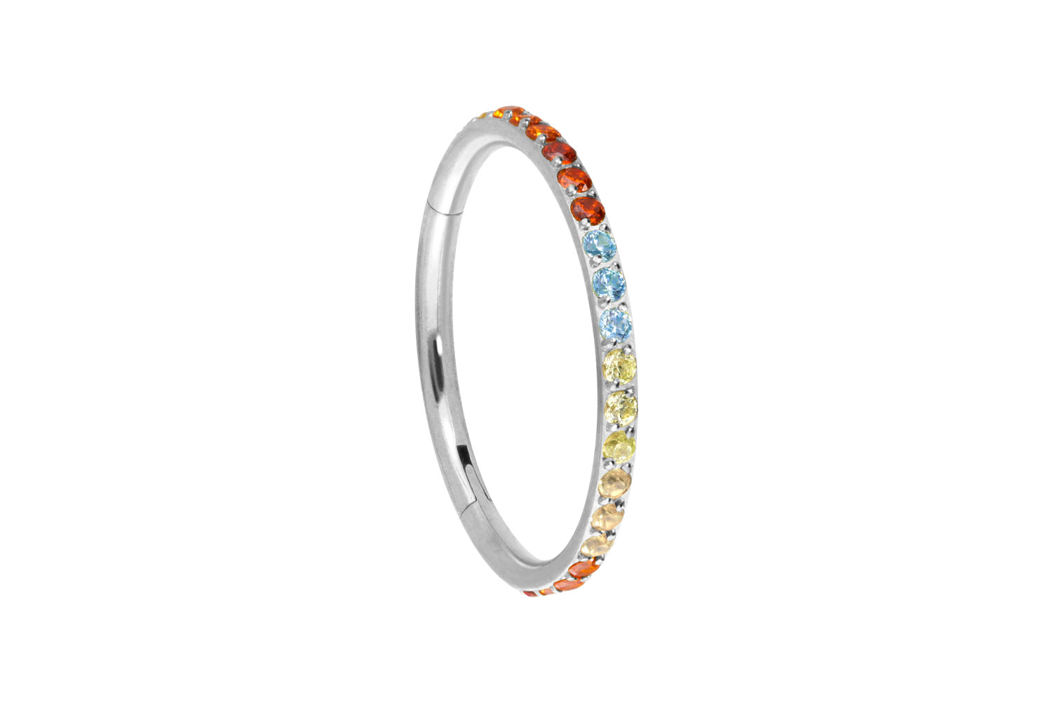 Titan Segmentring Clicker Piercing EINGEFASSTE BUNTE KRISTALLE